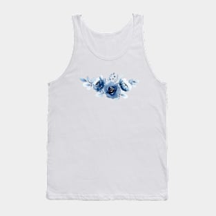 Blue Watercolor Wild Flower Tank Top